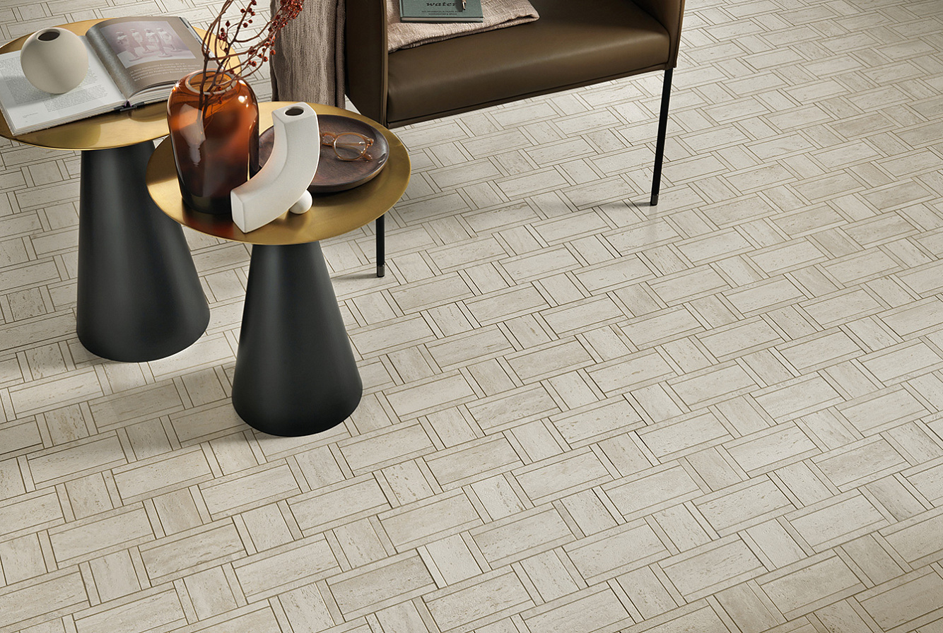 MARVEL TRAVERTINE / WHITE BASKETWEAVE